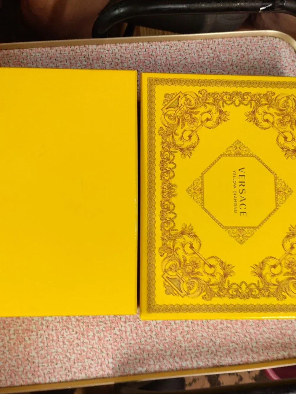 Versace Yellow Diamond Empty Gift Box Rigid Yellow Gold Baroque Storage Display